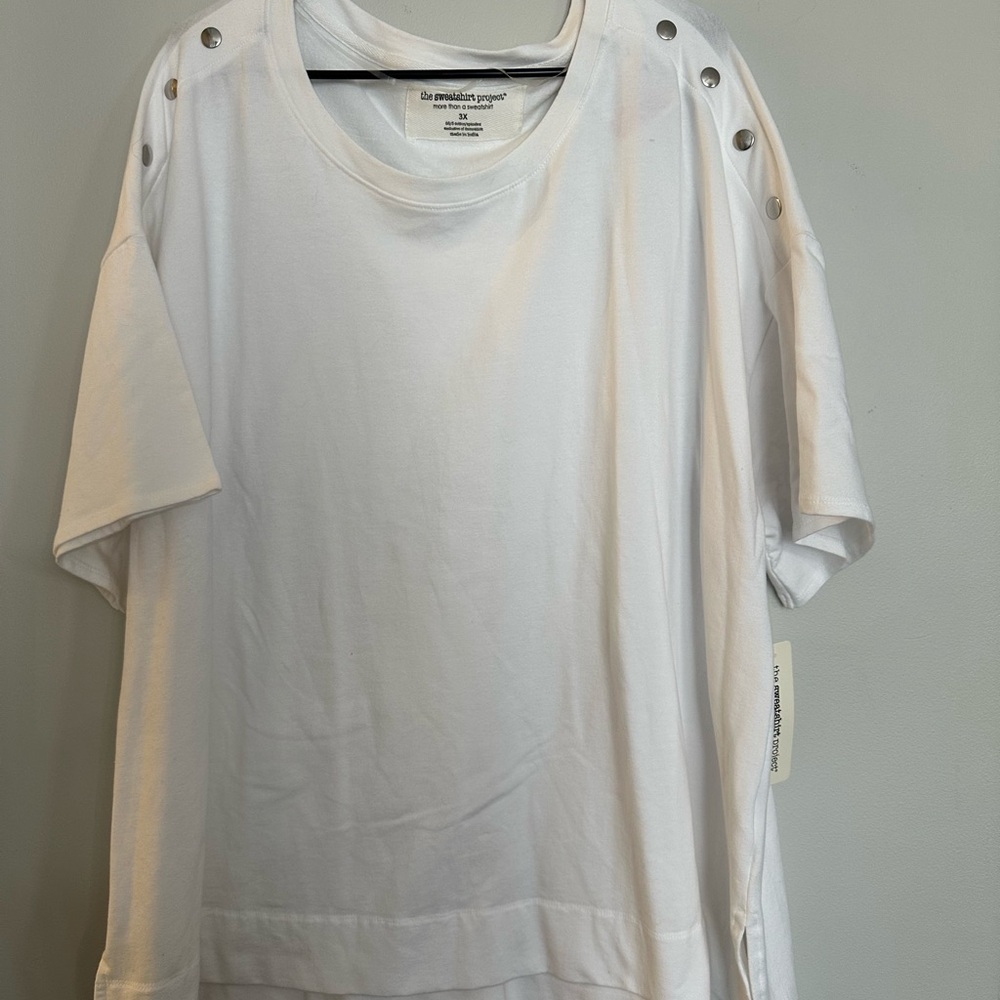 The Sweatshirt Project White Button-Shoulder Woman’s Top NWT